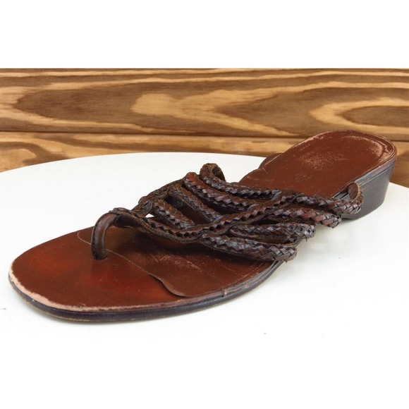 Cole Haan Resort Sz 8 M Brown Flip Flop Leather Women Sandals 1530 - Picture 1 of 8